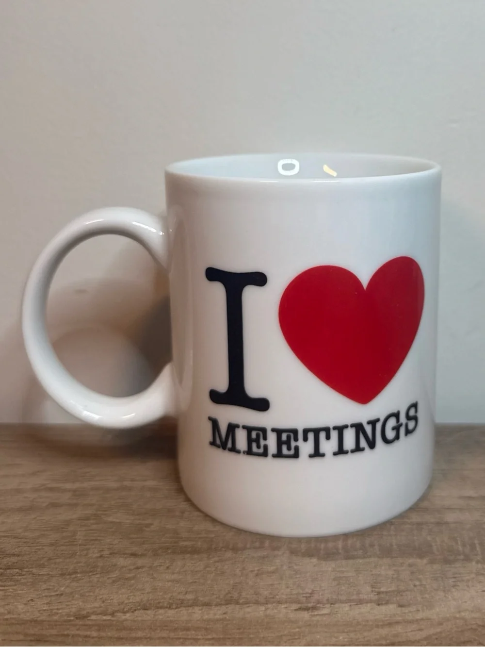 I Love Meetings Mug Ceramic Coffee Cup Funny Office Work Coworker Gift White